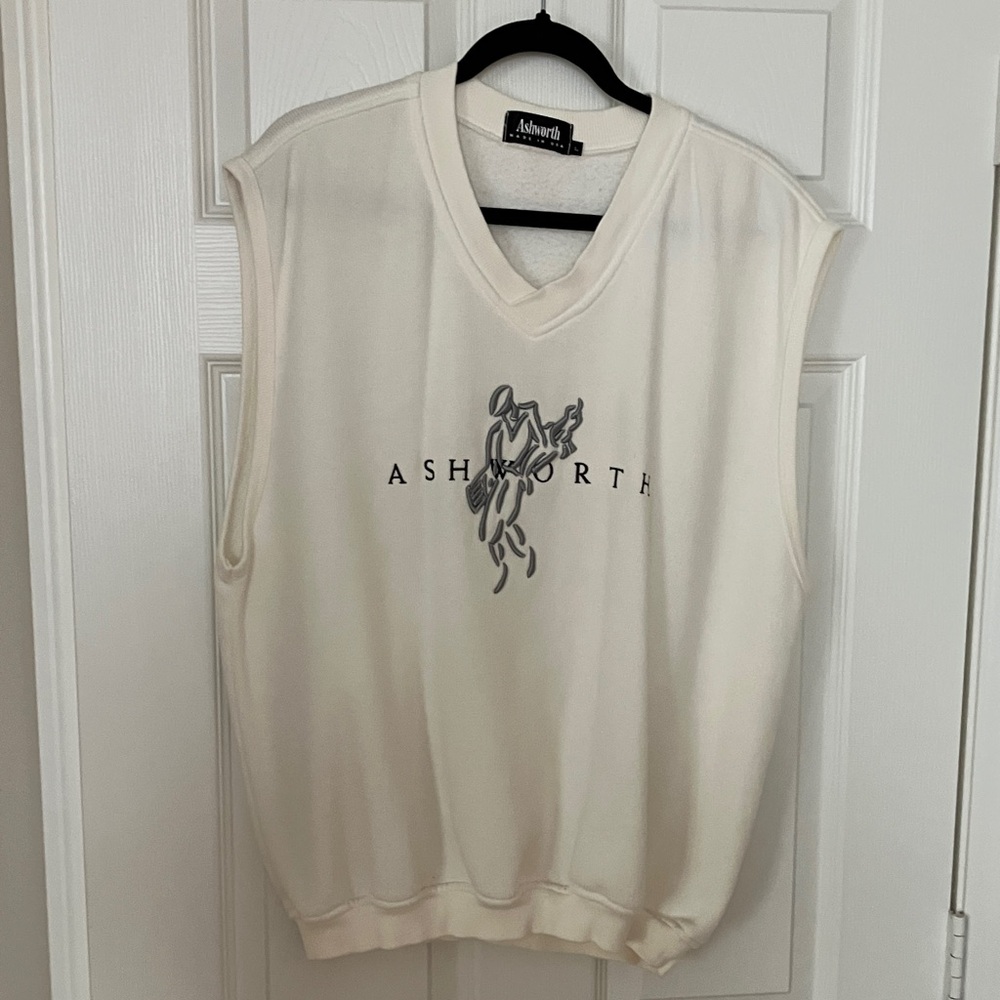 Ashworth Cream Sleeveless Vest with Logo